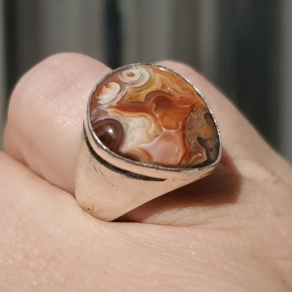 New Men's Crazy Lace Agate 925 Silver Ring. - Picture 12 of 15
